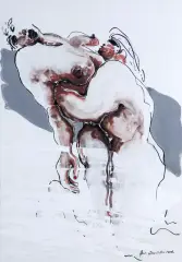 Andrzej Domżalski, ZALOTY, 2017, akryl, papier
