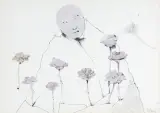 Stasys Eidrigevičius, POSTAĆ Z KWIATAMI, 1991, tusz pióro, akwarela, papier