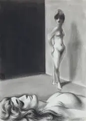 Adam Hoffmann, SEN, 1970, kredka czarna, karton kremowy