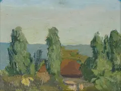 PEJZAŻ Z DRZEWAMI by Zbigniew Makowski, 1954, olej, płótno, offered Nov 2024