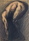 Aleksander Roszkowski, AKT SKULONY, 1989, pastel, papier beżowy