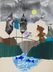 Zbigniew Rychlicki, ILUSTRACJA DO KSIĄŻECZKI CZESŁAWA JANCZARSKIEGO, akwarela, gwasz, collage, papier kremowy