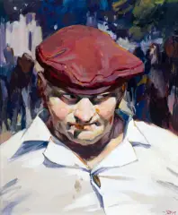Janusz Szpyt, CZERWONA BERETKA, 2014, olej, płótno