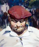 Janusz Szpyt, CZERWONA BERETKA, 2014, olej, płótno