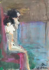 Alicja Wahl, DWA AKTY SIEDZĄCE, 1992, pastel, gwasz, papier