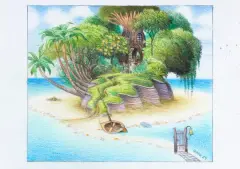 Jacek Yerka, TRYDAKNIA NA WAKACJACH, 2024, kredki, ołówek, karton