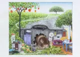 Jacek Yerka, KRÓLIK I PRZYJACIELE, 2023, kredki, ołówek, karton