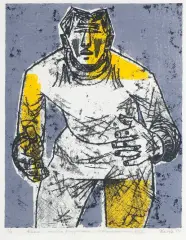 Marek Żuławski, BRAMKARZ, 1954, litografia barwna, papier kremowy