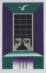 Zygmunt Czyż, POMIĘDZY ŚWIATŁEM, A GRANICĄ CIENIA VIII, 1980, linoryt barwny, papier