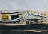 Teresa Panasiuk, PEJZAŻ, 1971, gwasz, tusz pędzel, papier