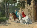 Jan Chełmiński, NA PRZEJAŻDŻCE, 1876, olej, deska mahoniowa