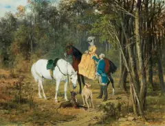 Jan Chełmiński, ZALOTY, 1876, olej, deska mahoniowa