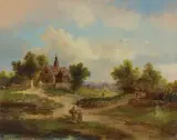 Adam Wiktor Malinowski, PEJZAŻ WIEJSKI, 1877, olej, płótno
