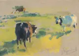 Leon Wyczółkowski, WOŁY W SŁOŃCU, 1887, olej, tektura