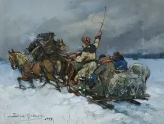 Tadeusz Rybkowski, Z PODARUNKIEM, 1903, olej, deska