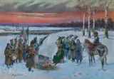 PALENIE SZTANDARÓW PRZED NAPOLEONEM by Jerzy Kossak, 1935, olej, tektura, sold Oct 2024