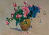 RÓŻE W ZŁOTYM WAZONIE by Włodzimierz Terlikowski, 1927, olej, płótno dublowane, sold Oct 2024