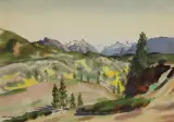 Rafał Malczewski, GÓRY SKALISTE, akwarela, papier