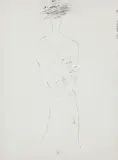 AKT by Jerzy Nowosielski, 1993, tusz pióro, papier kremowy, offered Oct 2024