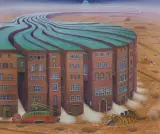 Jacek Yerka, WODA DLA MARSA, 2024, pastel, papier naklejony na karton