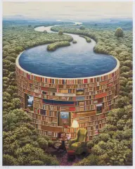 Jacek Yerka, BIBLIOTAMA, 2006, giclee, papier