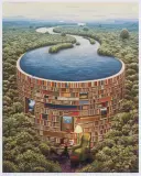 Jacek Yerka, BIBLIOTAMA, 2006, giclee, papier