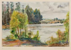 Sergiusz Grudkowski, JEZIORA AUGUSTOWSKIE, 1955, akwarela, papier