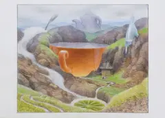 Jacek Yerka, GÓRALSKA HERBATKA, 2024, kredki, ołówek, karton