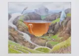 Jacek Yerka, GÓRALSKA HERBATKA, 2024, kredki, ołówek, karton