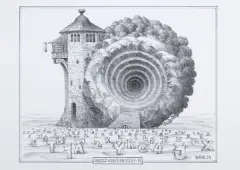 Jacek Yerka, GĄSZCZ ALGEBRAICZNY – 10, 2024, ołówek, karton