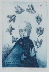 Stasys Eidrigevičius, EX LIBRIS FRISO FJODOR [VAN DER ZEE], 1980, akwaforta, akwatinta, papier