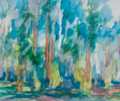 Sergiusz Grudkowski, LAS MOJEJ BASI, Z CYKLU „MAZOWSZE”, 2004-2005, akwarela, papier