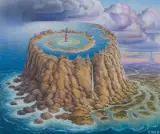 Jacek Yerka, DWIE WIEŻE, 2024, pastel, karton naklejony na tekturę