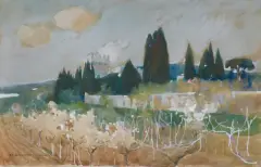 Stanisław Janowski, WIOSNA WE FLORENCJI, 1904, akwarela, gwasz, papier