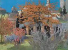 Kazimierz Stabrowski, ROMA AMOR. WIOSNA NA FORUM ROMANUM, pastel, papier