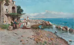Giuseppe Giardiello, RYBACKA IDYLLA, olej, płótno