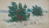 KOSODRZEWINA. KRAJOBRAZ ZIMOWY by Stanisław Wyspiański, 1898, pastel, papier naklejony na tekturę, offered Jun 2024
