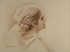 Piotr Stachiewicz, KOBIETA Z PERŁĄ, pastel, papier naklejony na tekturę