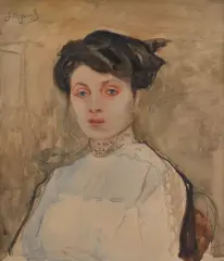 Leon Wyczółkowski, PORTRET MARTY NAZIEMSKIEJ, akwarela, ołówek, papier