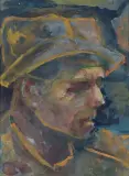 Gustaw Gwozdecki, PORTRET MĘŻCZYZNY, akwarela, gwasz, papier