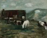 NA HUCULSZCZYŹNIE by Zygmunt Menkes, lata 20. XX w., olej, płótno, offered Jun 2024