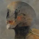 ZY by Zdzisław Beksiński, 1987, olej, płyta, sold Jun 2024