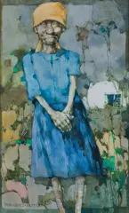 Jerzy Duda-Gracz, WIEŚ KAMION – OCZEKIWANIE NA WIOSNĘ, 1990, olej, płyta