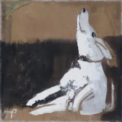 BIAŁY GRUBASEK by Teresa Pągowska, 2002, tempera, akryl, płótno, offered Jun 2024