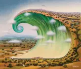 Jacek Yerka, SIELSKIE TSUNAMI, 2024, akryl, płótno