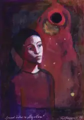 Katarzyna Karpowicz, GROUND CONTROL TO MAJOR TOM, 2021, gwasz, technika mieszana, papier