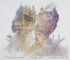 Tomasz Sętowski, BABILON, akwaforta kolorowana akwarelą, papier