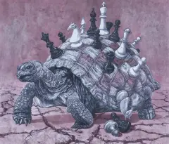 Victoria Timofeeva, NIEDOKOŃCZONA PARTIA, 2023, tusz, papier