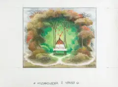 POZDROWIENIA Z NARNII by Jacek Yerka, 2007, kredki, ołówek, papier, sold Jun 2024
