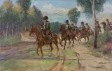 Kazimierz Pułaski, ODDZIAŁ HUZARÓW, olej, płótno